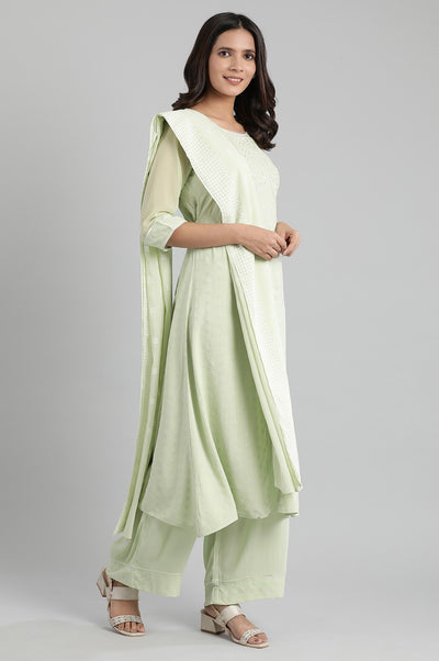 Green Round Neck Embroidery kurta Set