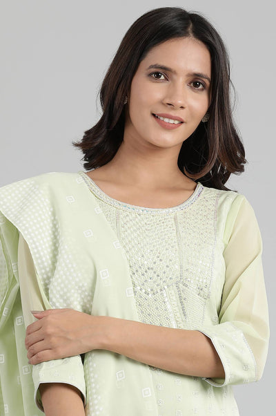Green Round Neck Embroidery kurta Set