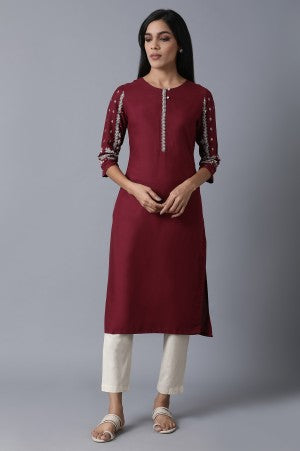 Navy Blue Embroidered kurta With Silver Slim Pants And Dupatta