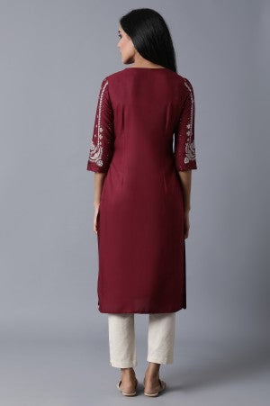 Navy Blue Embroidered kurta With Silver Slim Pants And Dupatta