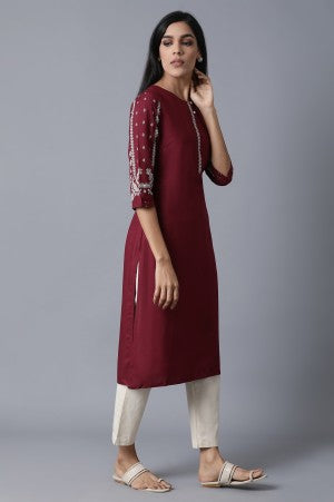 Navy Blue Embroidered kurta With Silver Slim Pants And Dupatta