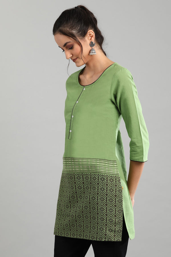 Green Round Neck Printed kurta
