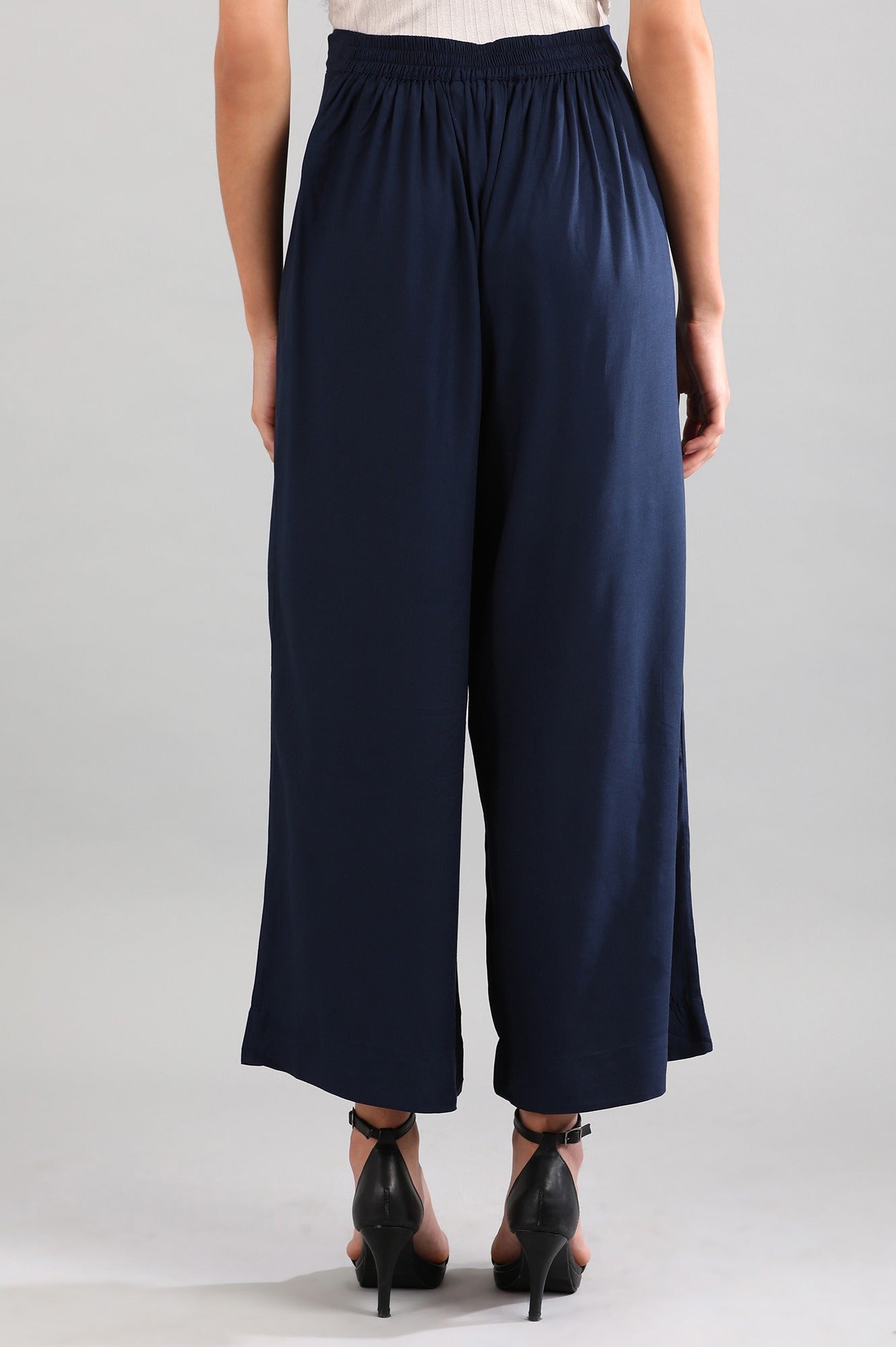 Navy Solid Palazzos