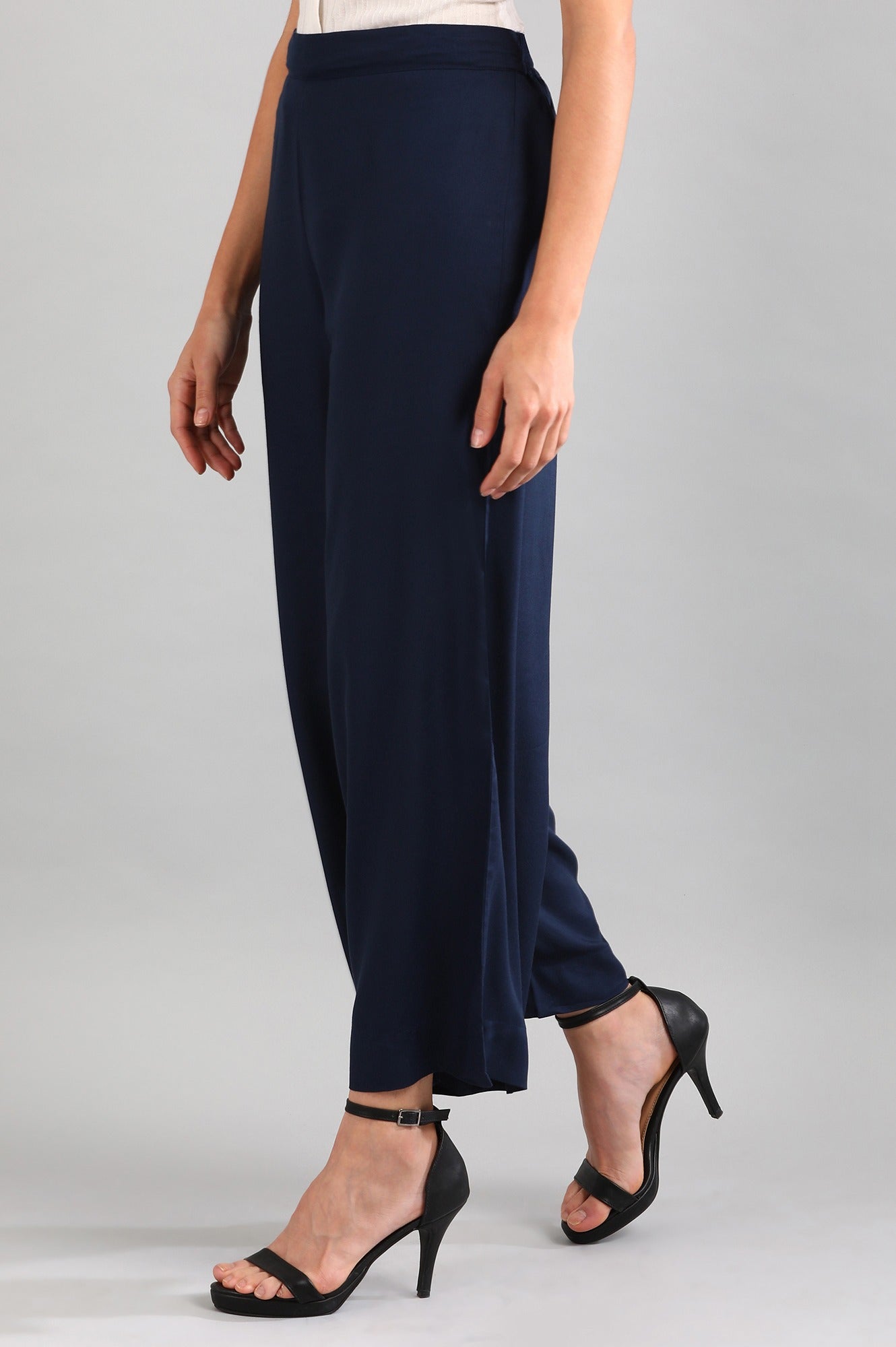 Navy Solid Palazzos