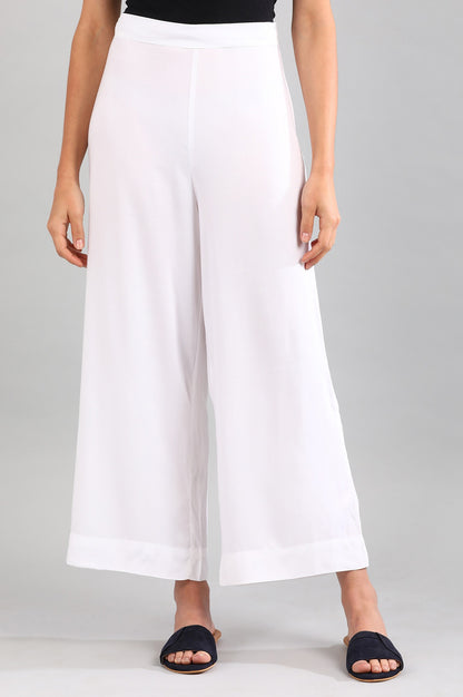 White Solid Palazzos