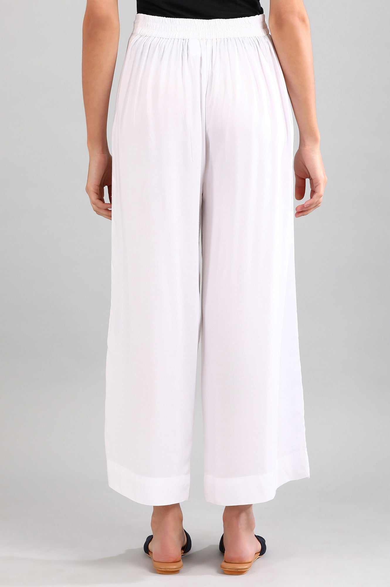 White Solid Palazzos