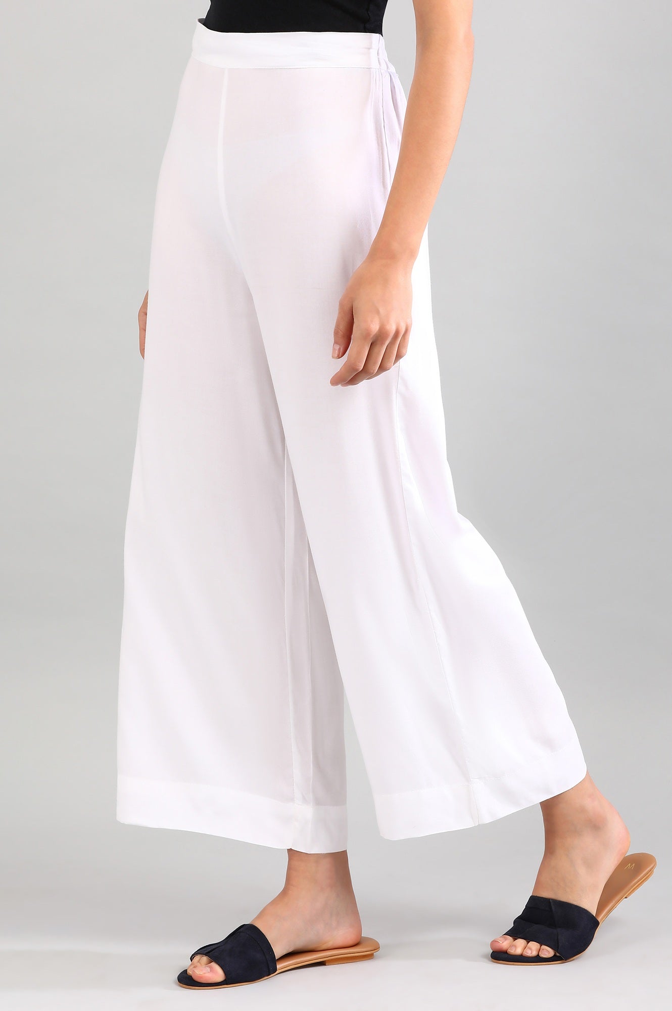 White Solid Palazzos