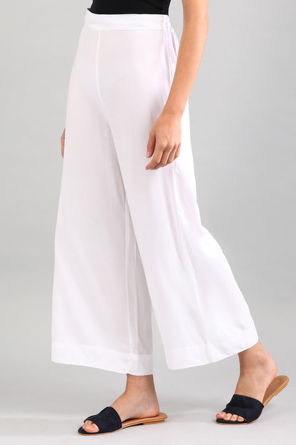 White Solid Palazzos