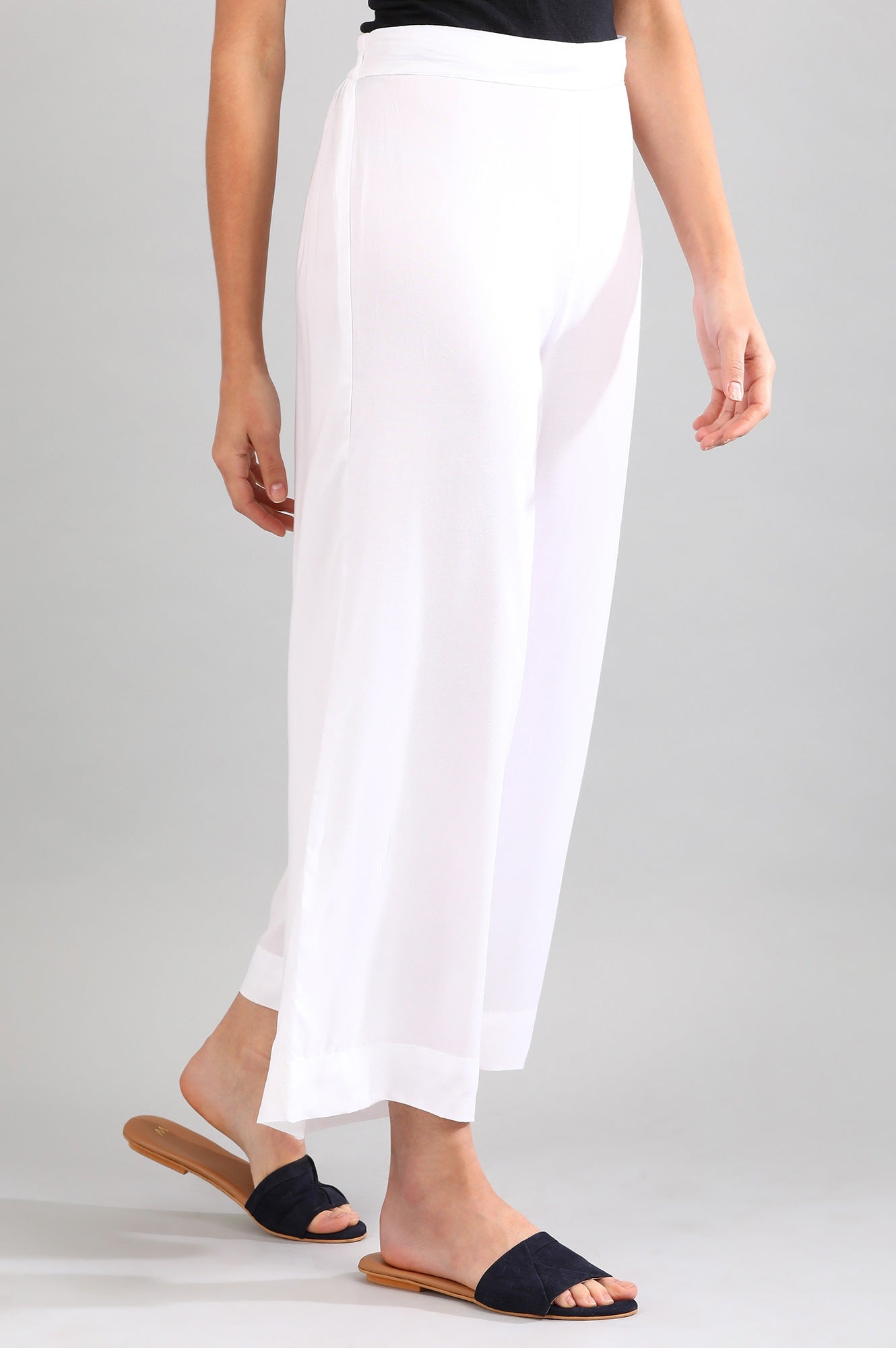 White Solid Palazzos