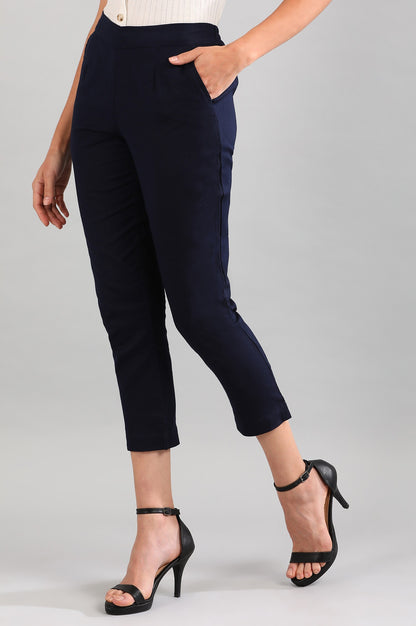 Navy Solid Trousers