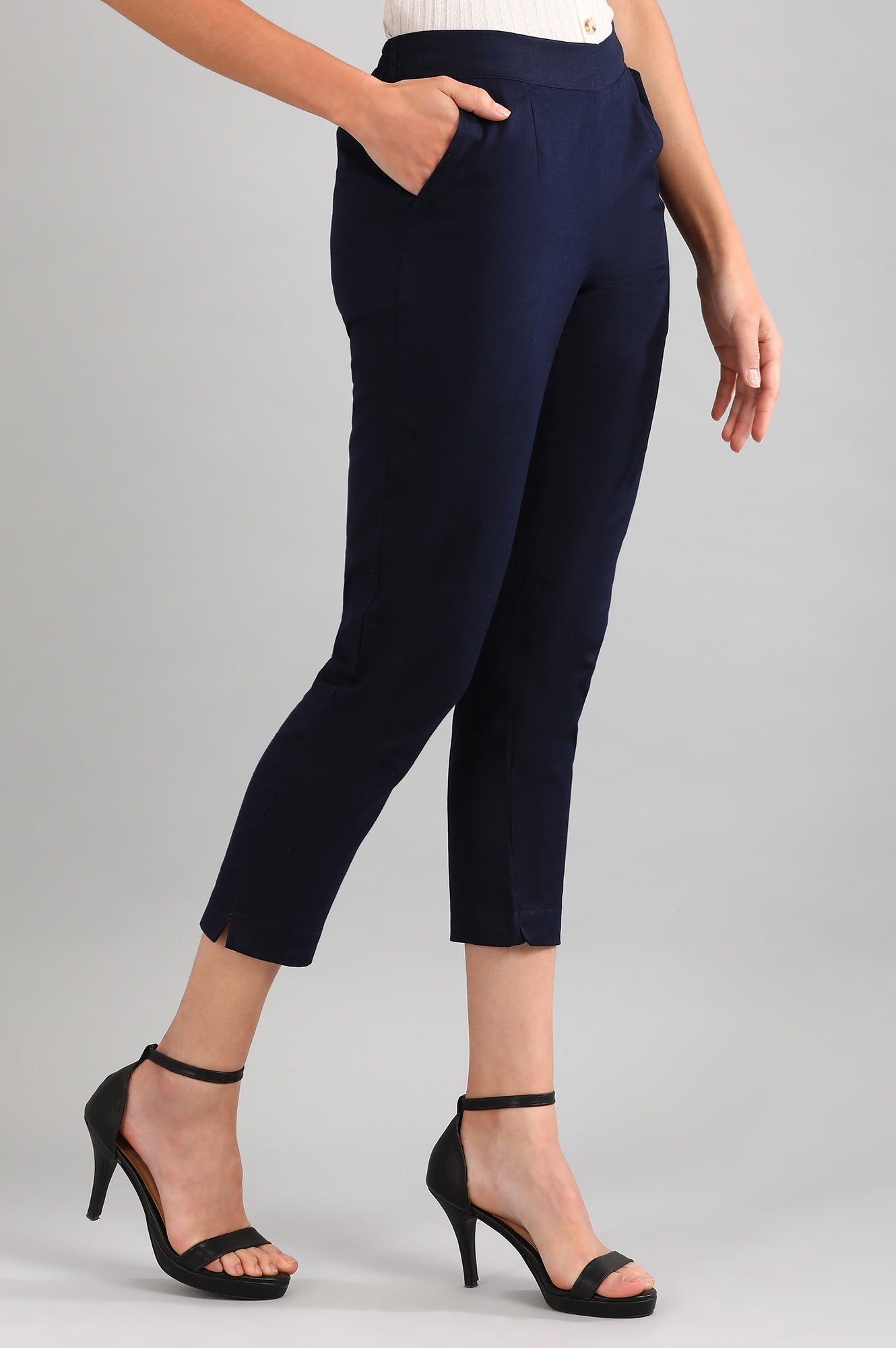 Navy Solid Trousers