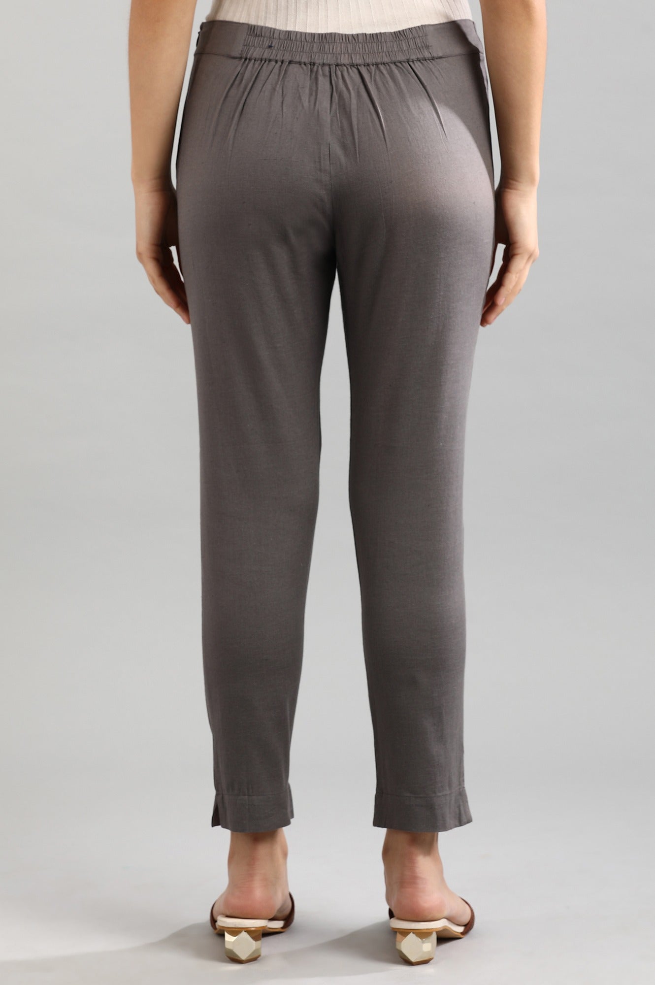 Grey Solid Trousers