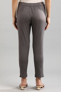 Grey Solid Trousers