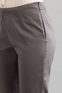 Grey Solid Trousers