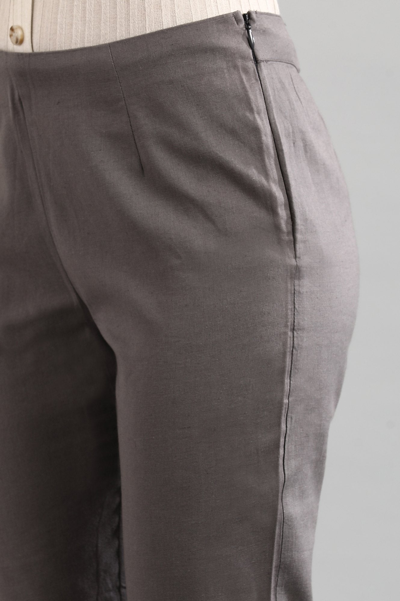 Grey Solid Trousers