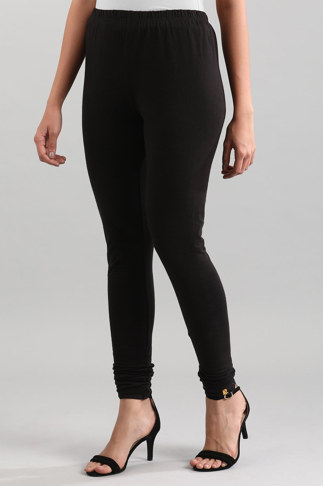 Black Solid Churidar