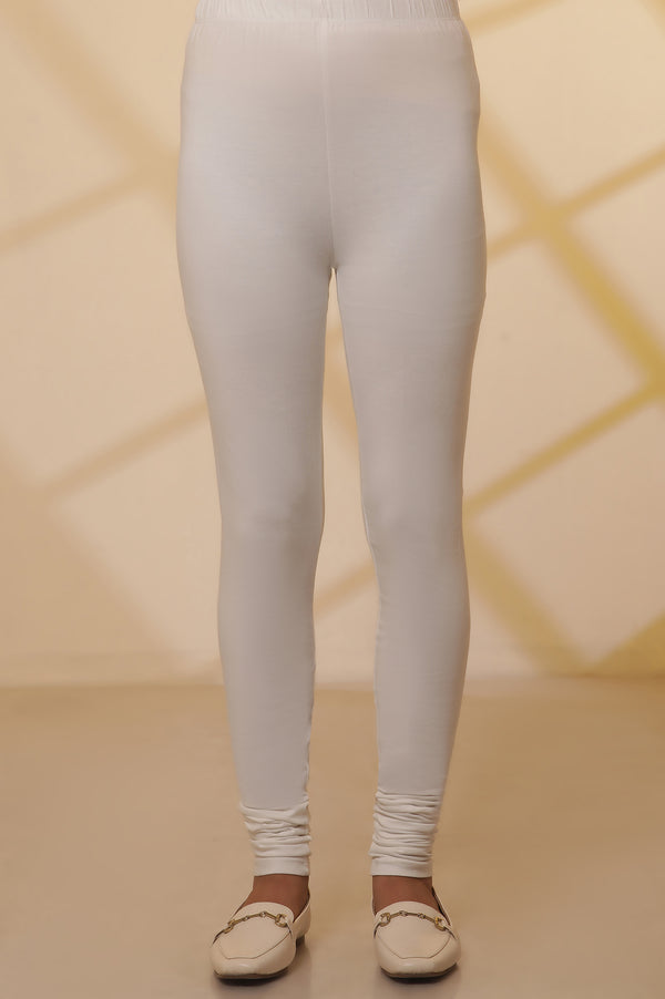 White Floral Printed Pure Cotton Straight Kurta with Churidar Set