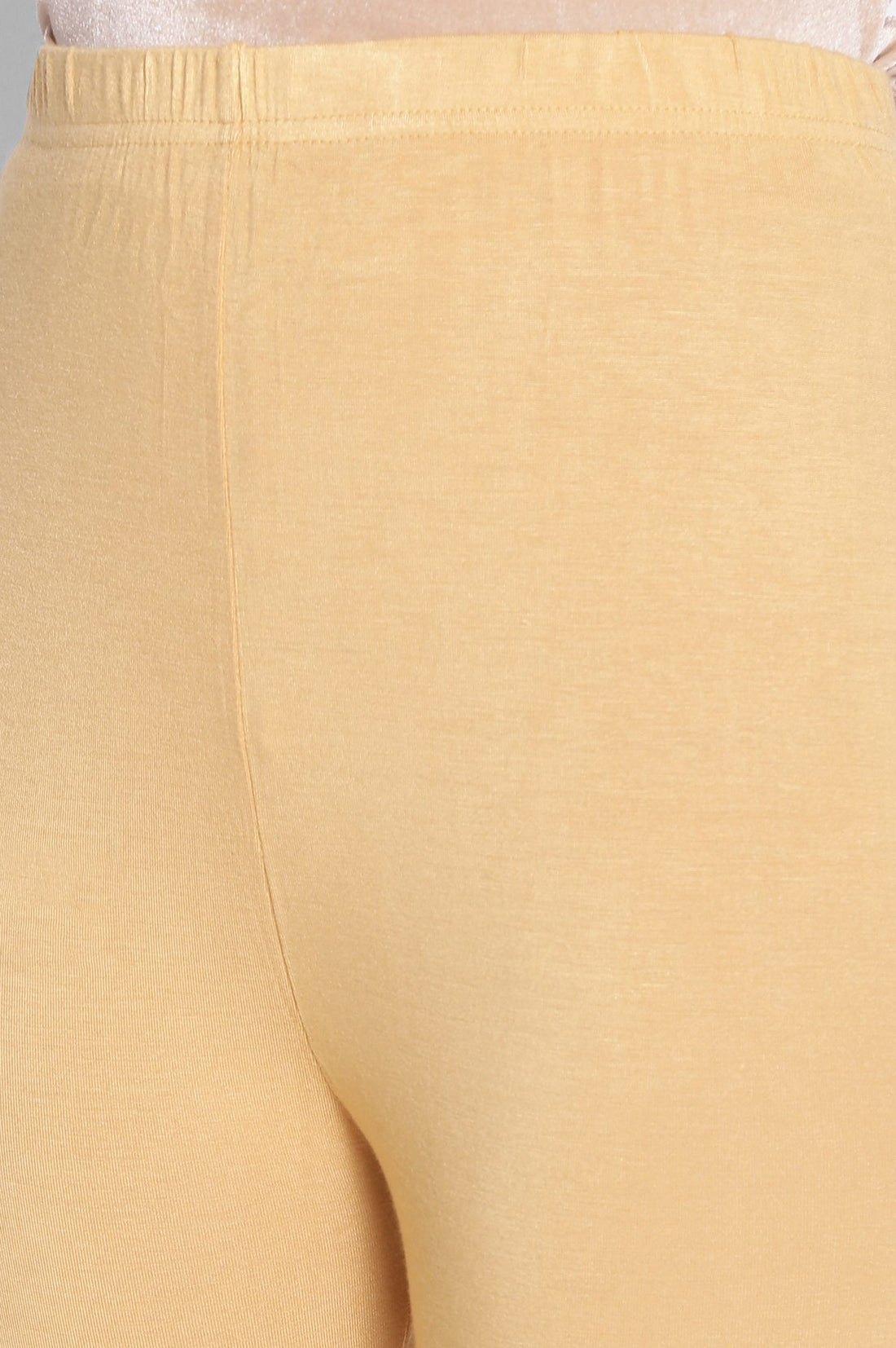 Gold Solid Knitted Women Churidar