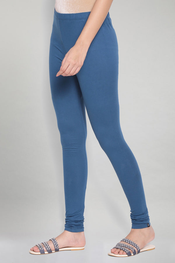 Elleven Women's Blue Solid Knitted Women Churidar