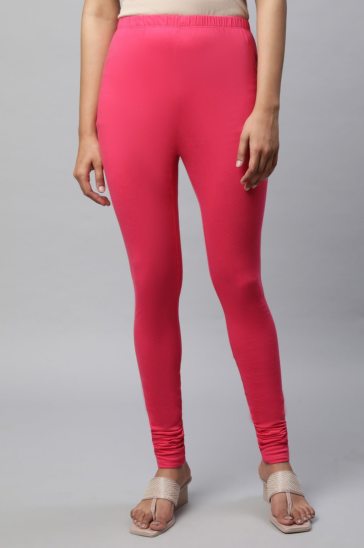 Elleven Women's Pink Skin Fit Churidar - M