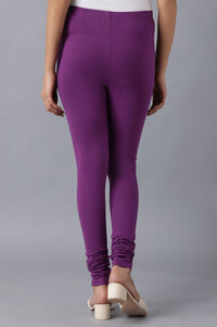 Bright violet knitted churidar