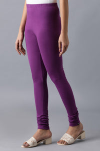 Bright violet knitted churidar