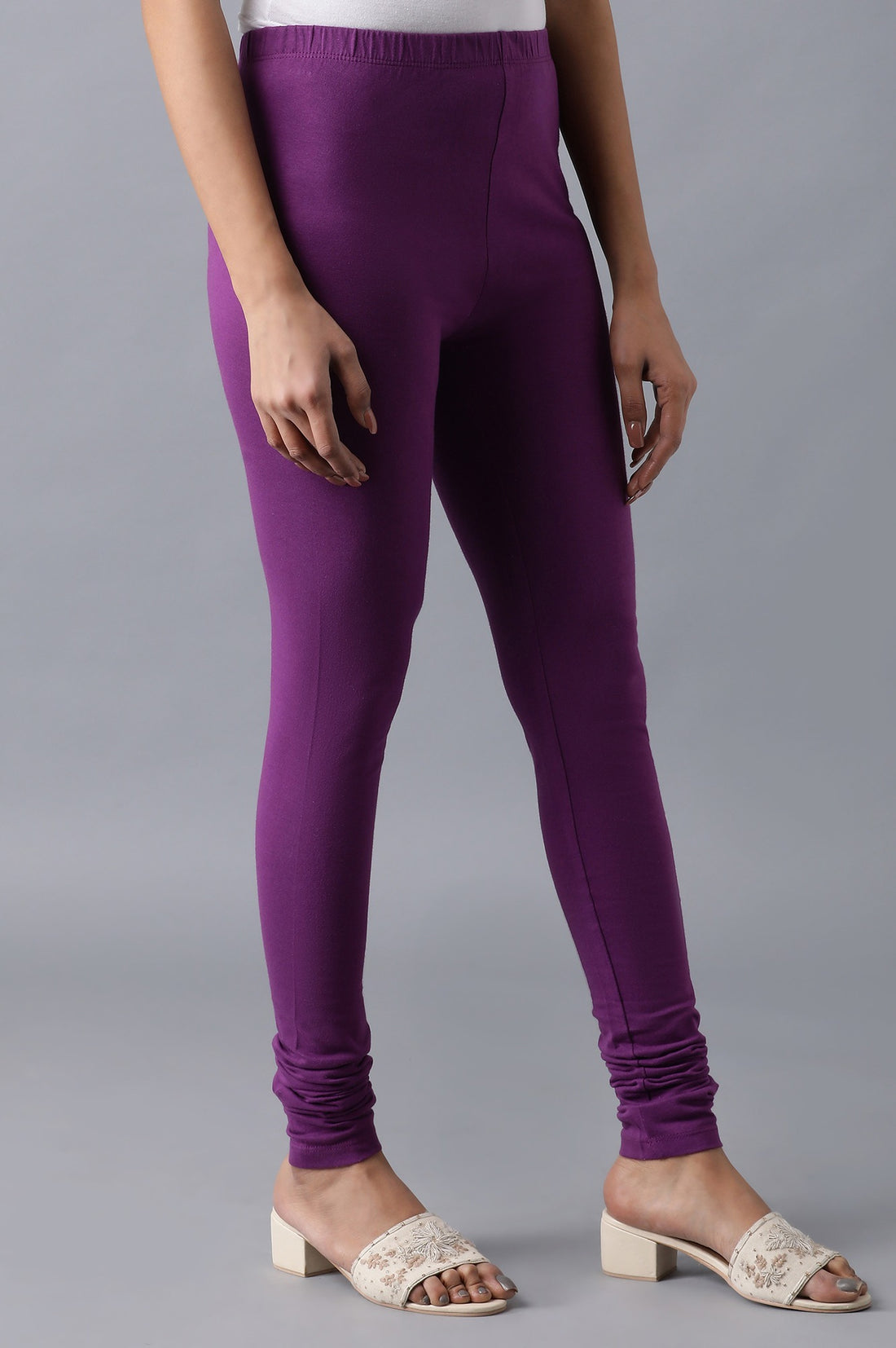 Bright violet knitted churidar