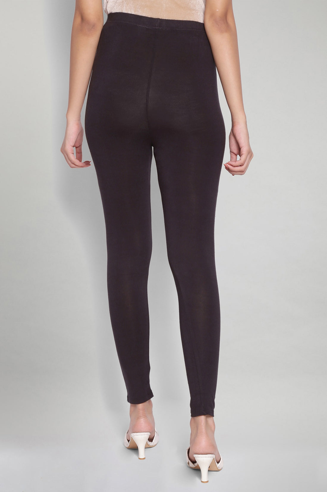 Black Solid Skinny Fit Tights With Elasticated Waistband