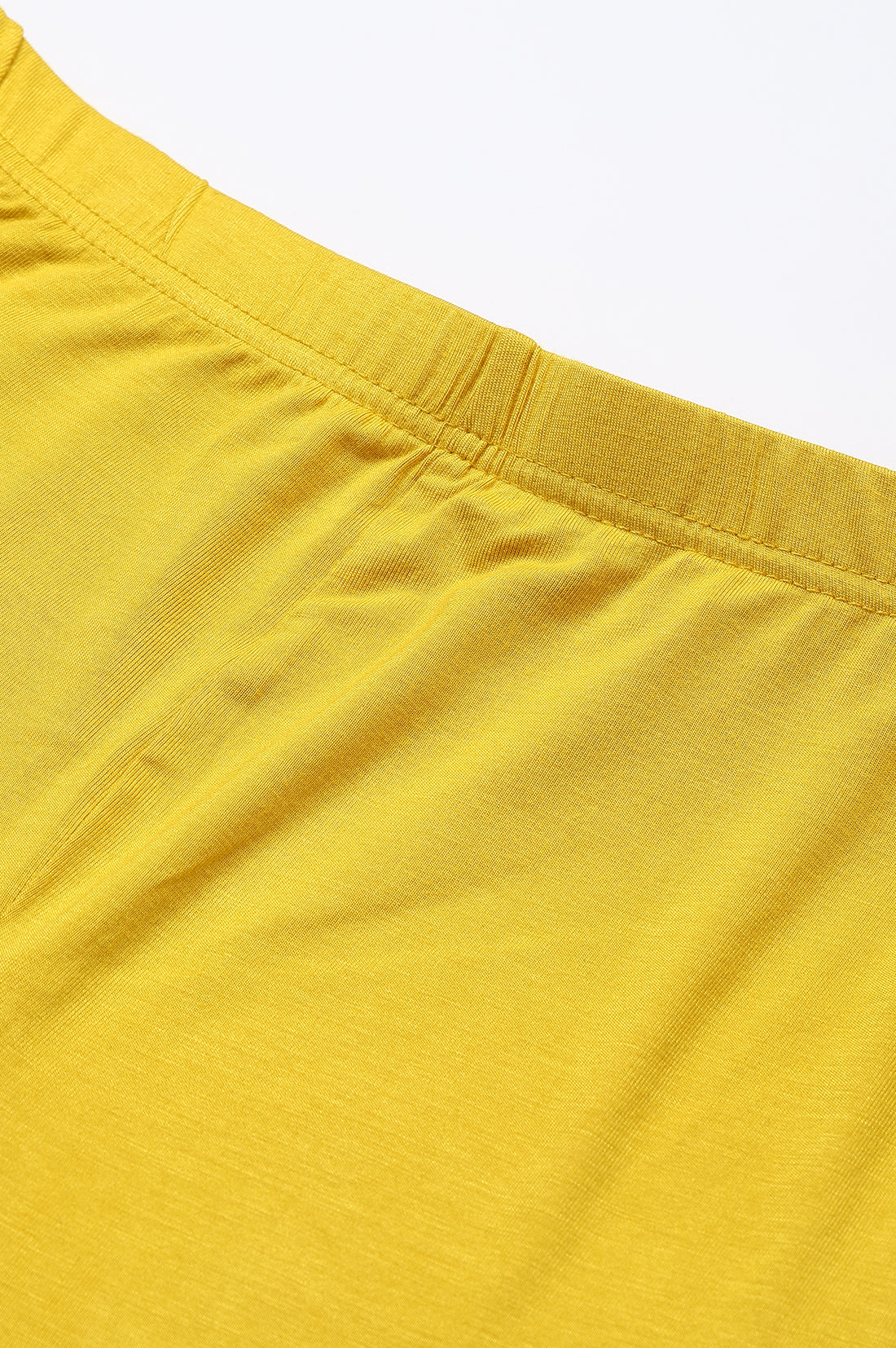 Yellow Solid Skinny Fit Tights With Elasticated Waist