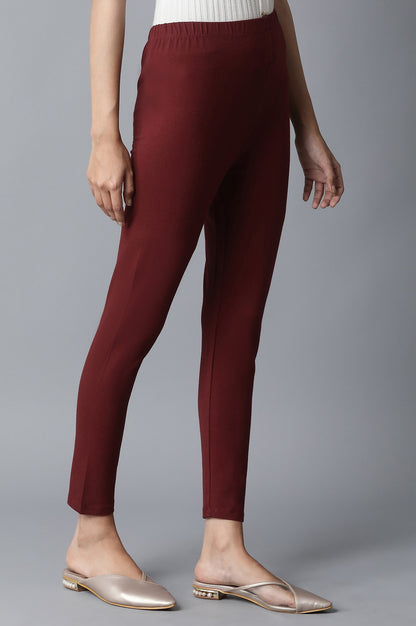 Maroon Solid Tights