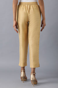Gold Solid Straight Fit Trousers With Side Pockets
