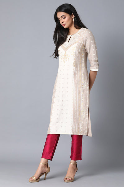 Pink Solid Straight Fit Woven Pants With Elasticated Waistband