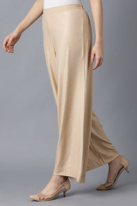 Rose Gold Solid Straight Fit Cotton Palazzo