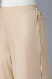 Rose Gold Solid Straight Fit Cotton Palazzo
