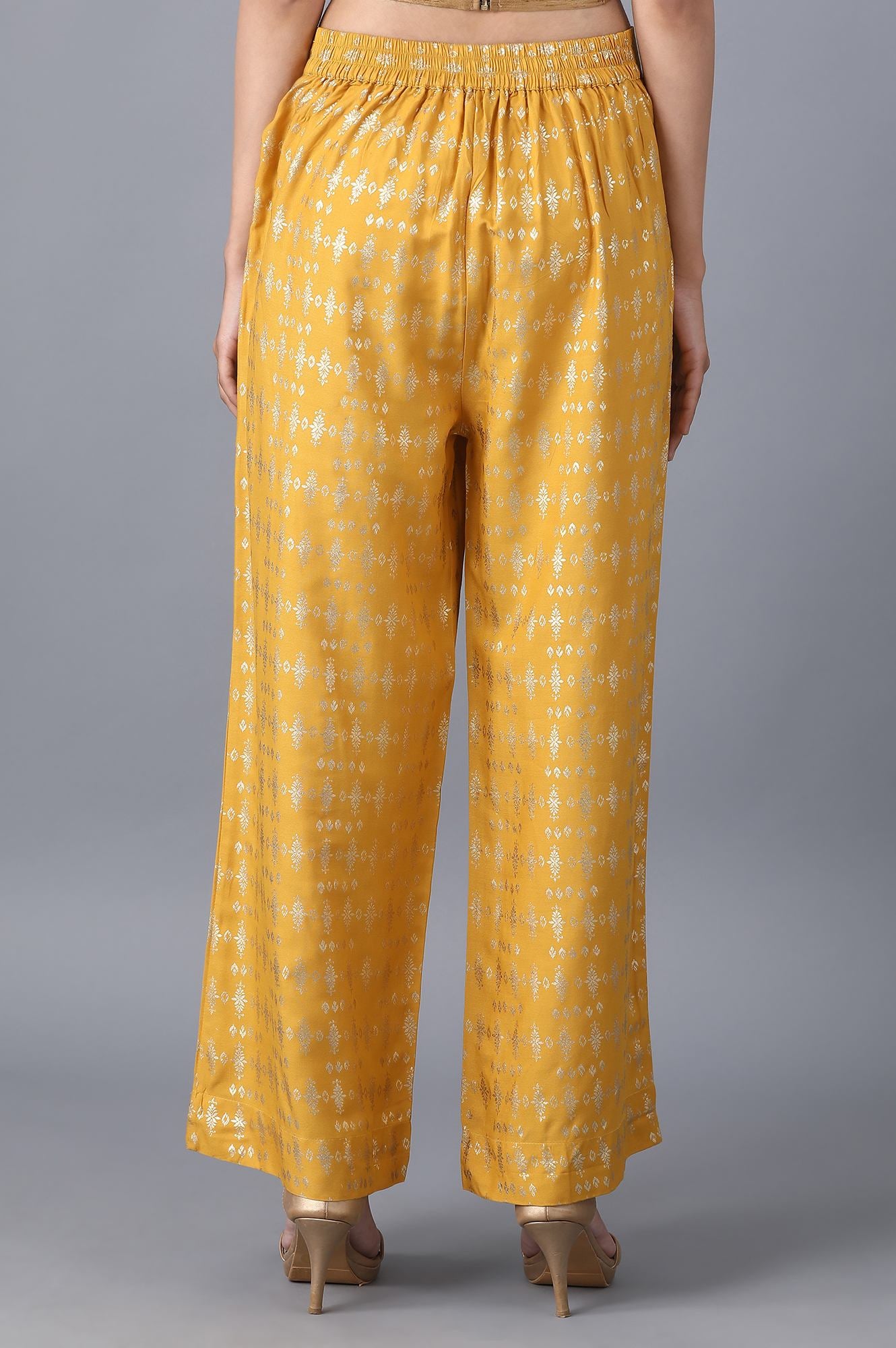 Yellow Floral Print Palazzo