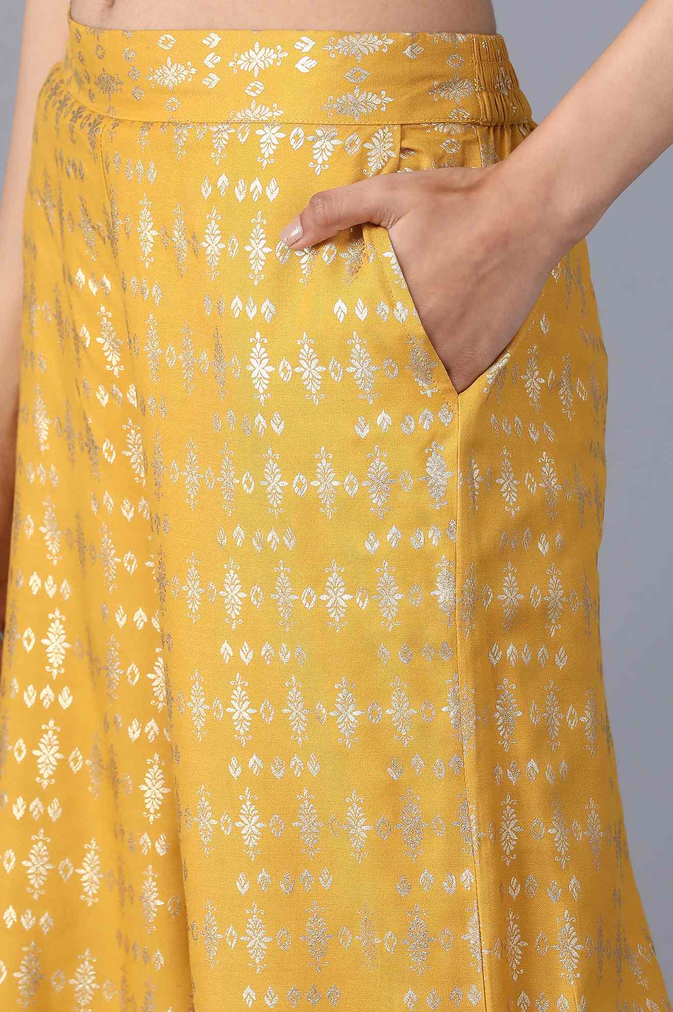 Yellow Floral Print Palazzo