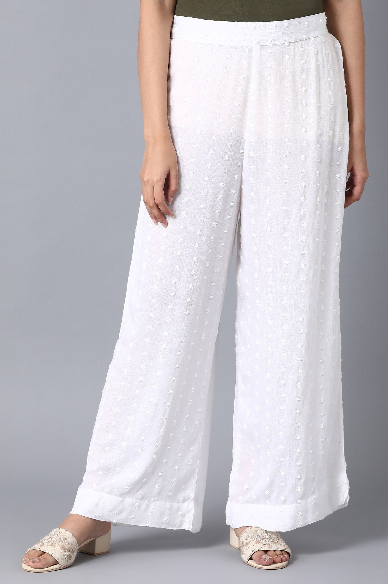 White Loose Fit Palazzo