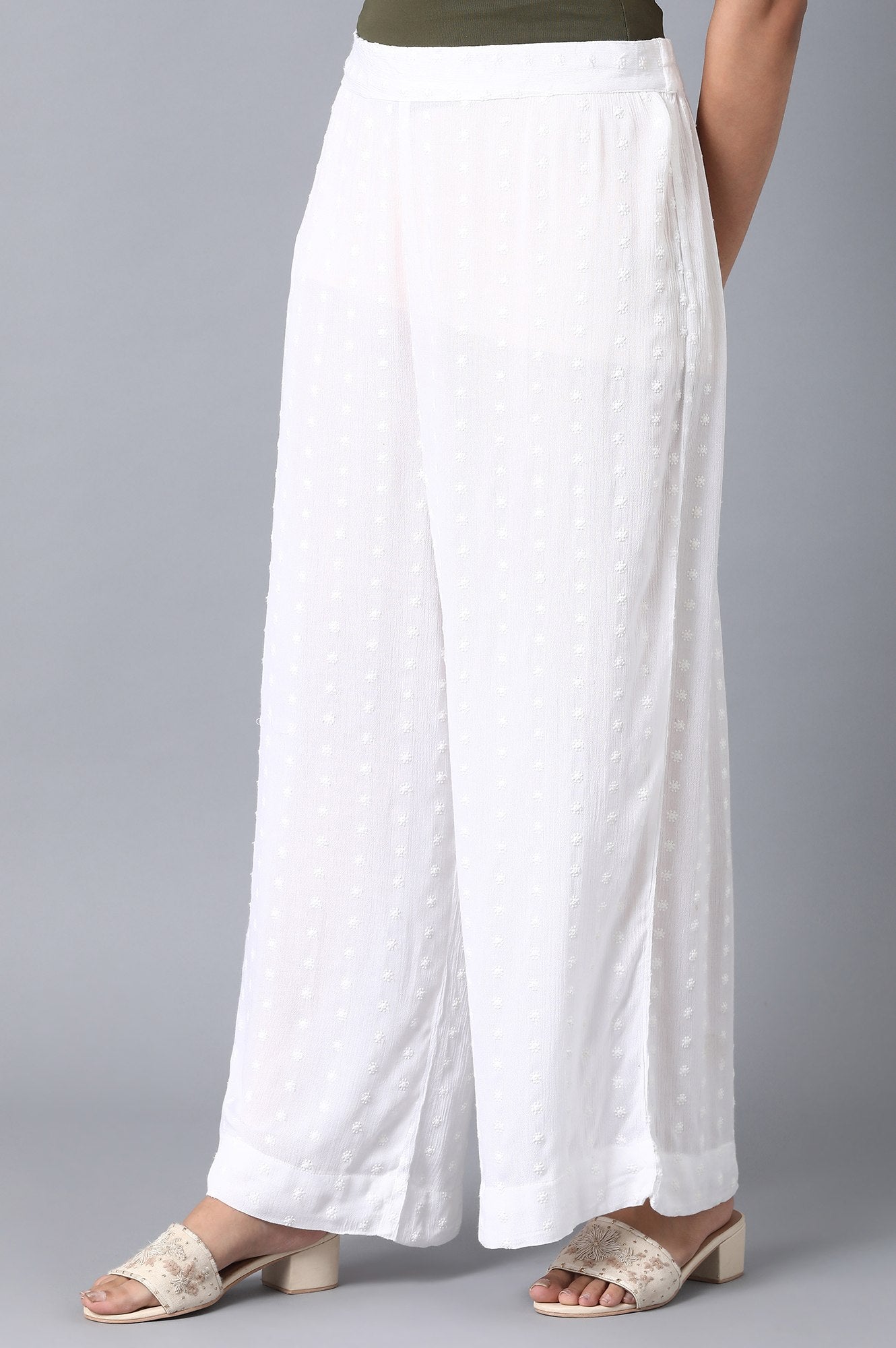 White Loose Fit Palazzo