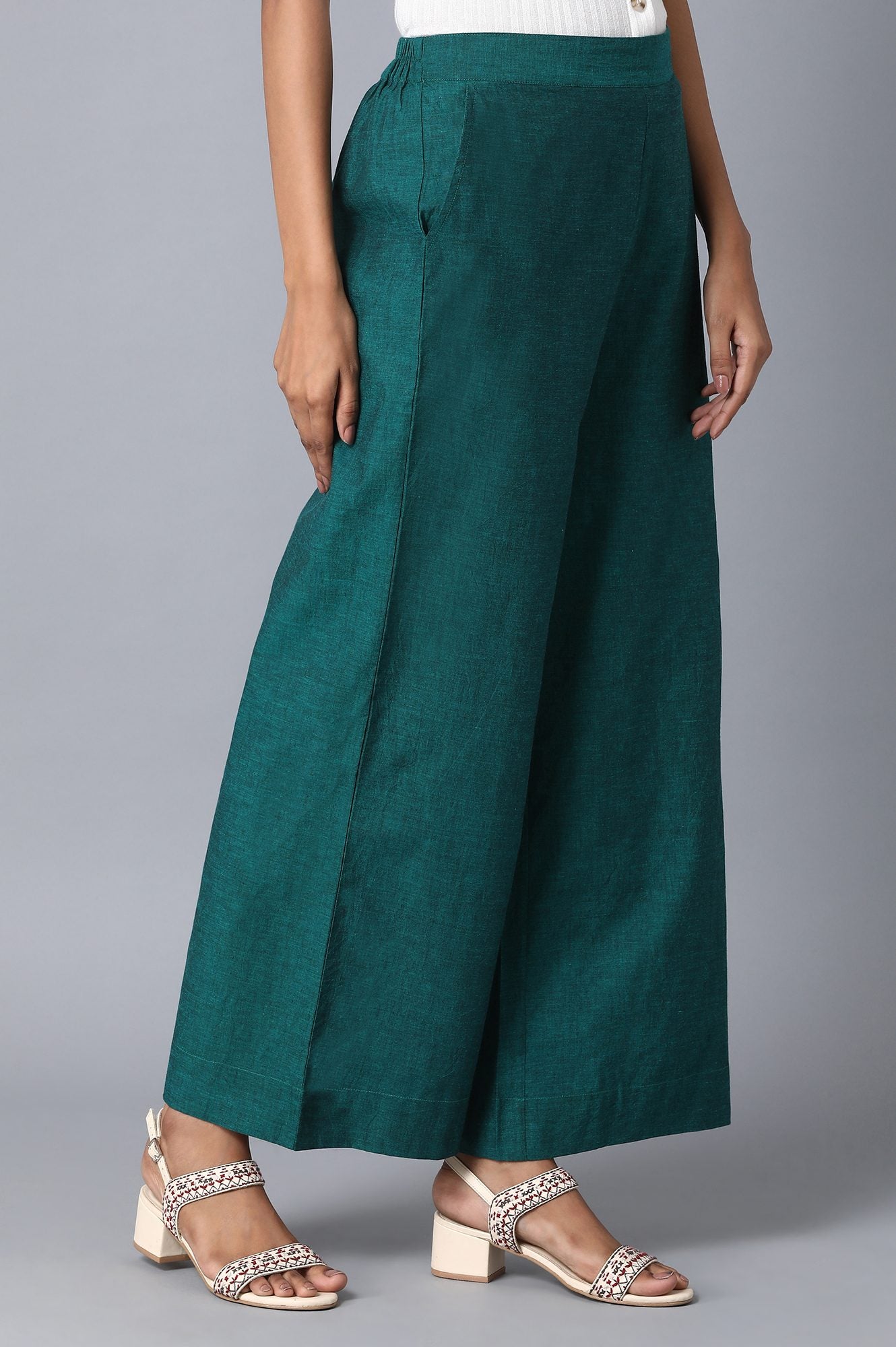 Green Loose Fit Palazzo