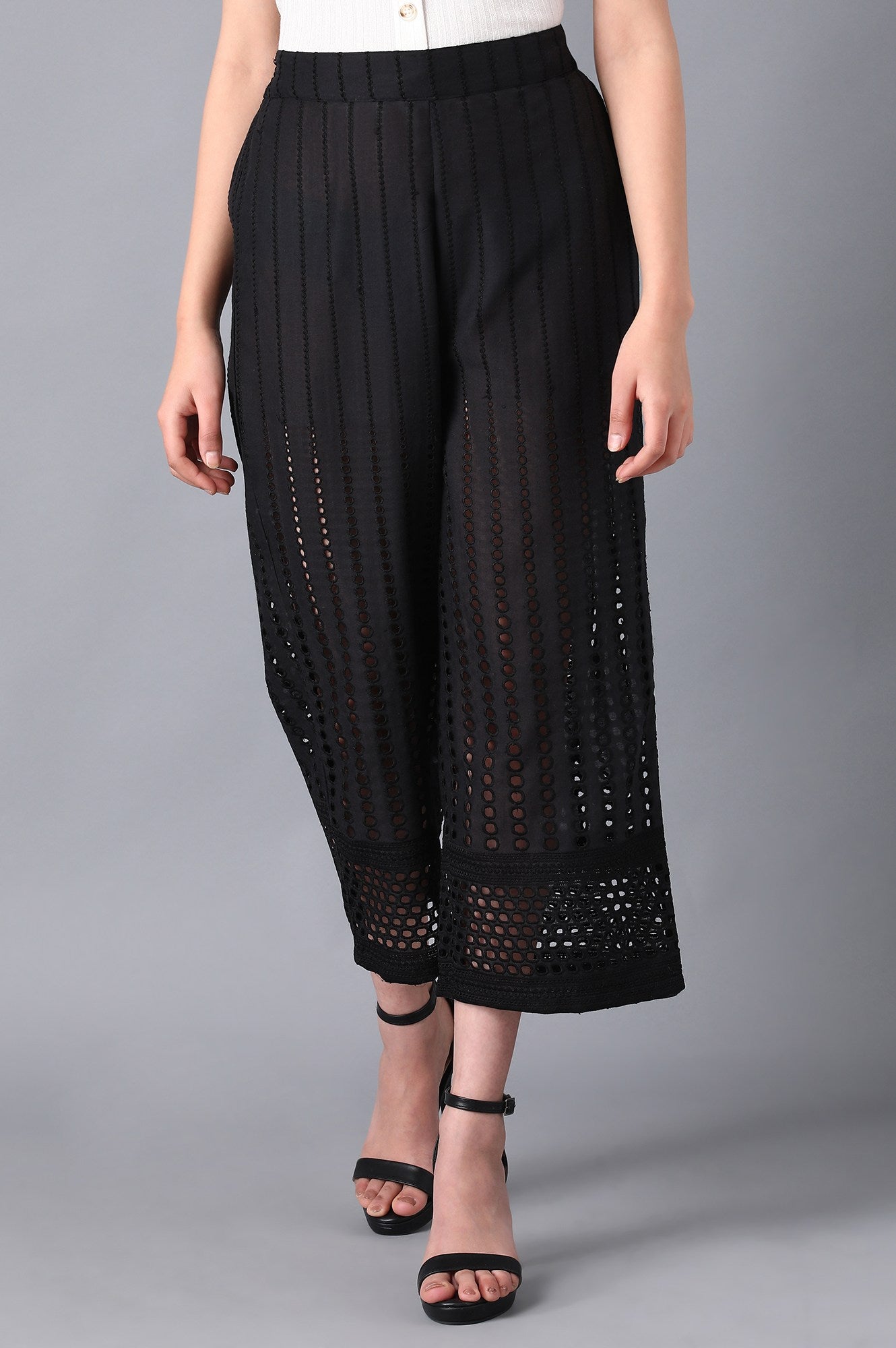 Black poly cotton culottes