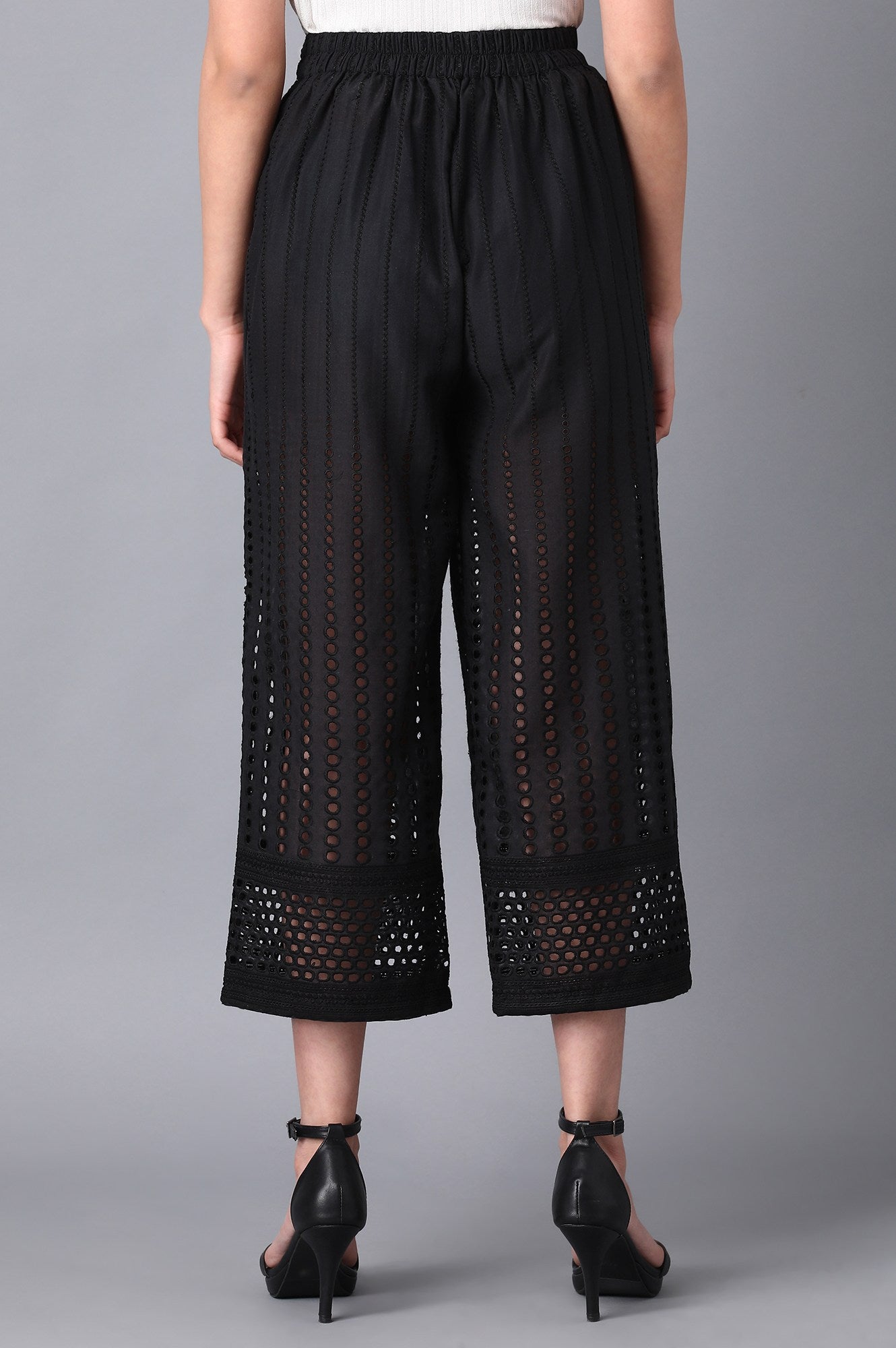 Black poly cotton culottes