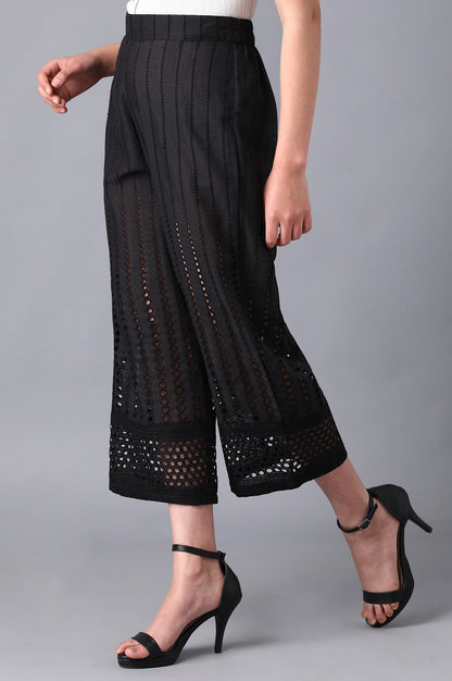 Black poly cotton culottes