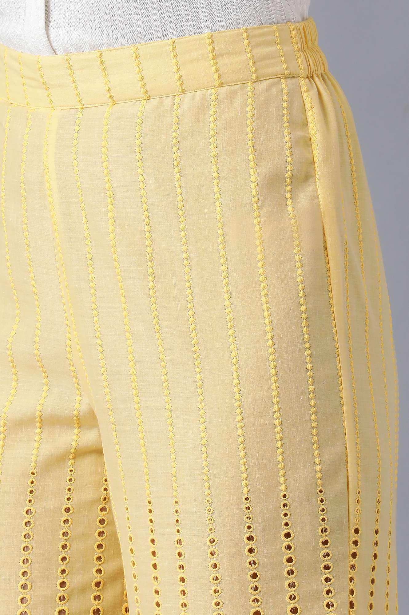 Yellow Solid Cotton Culottes