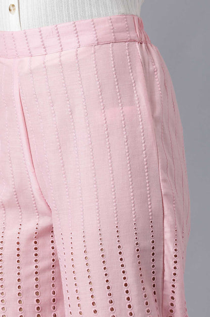 Pink Solid Cotton Culottes