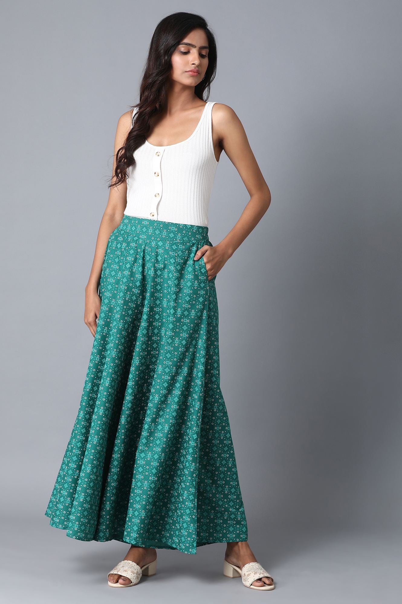 Deep green Loose Fit Palazzo