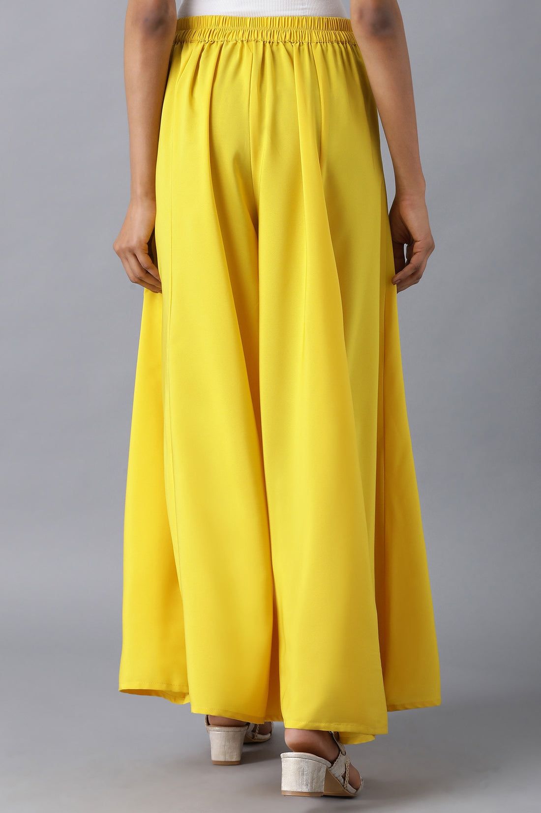 Gold Solid Flared Palazzo