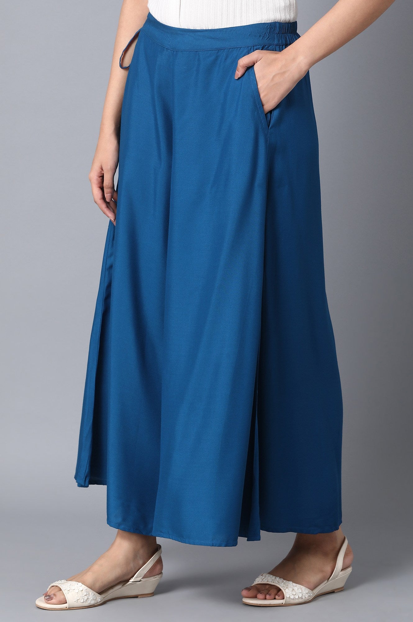 Blue Straight Culottes