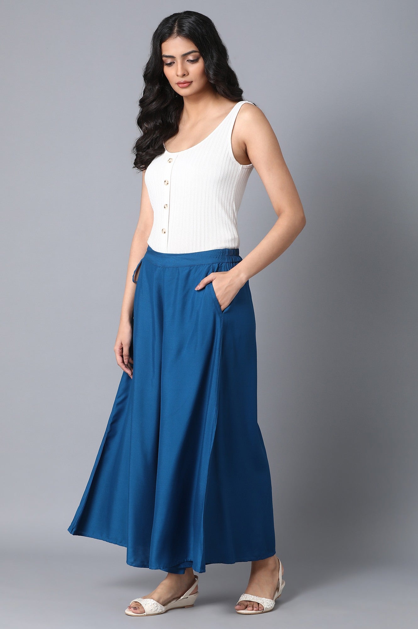 Blue Straight Culottes