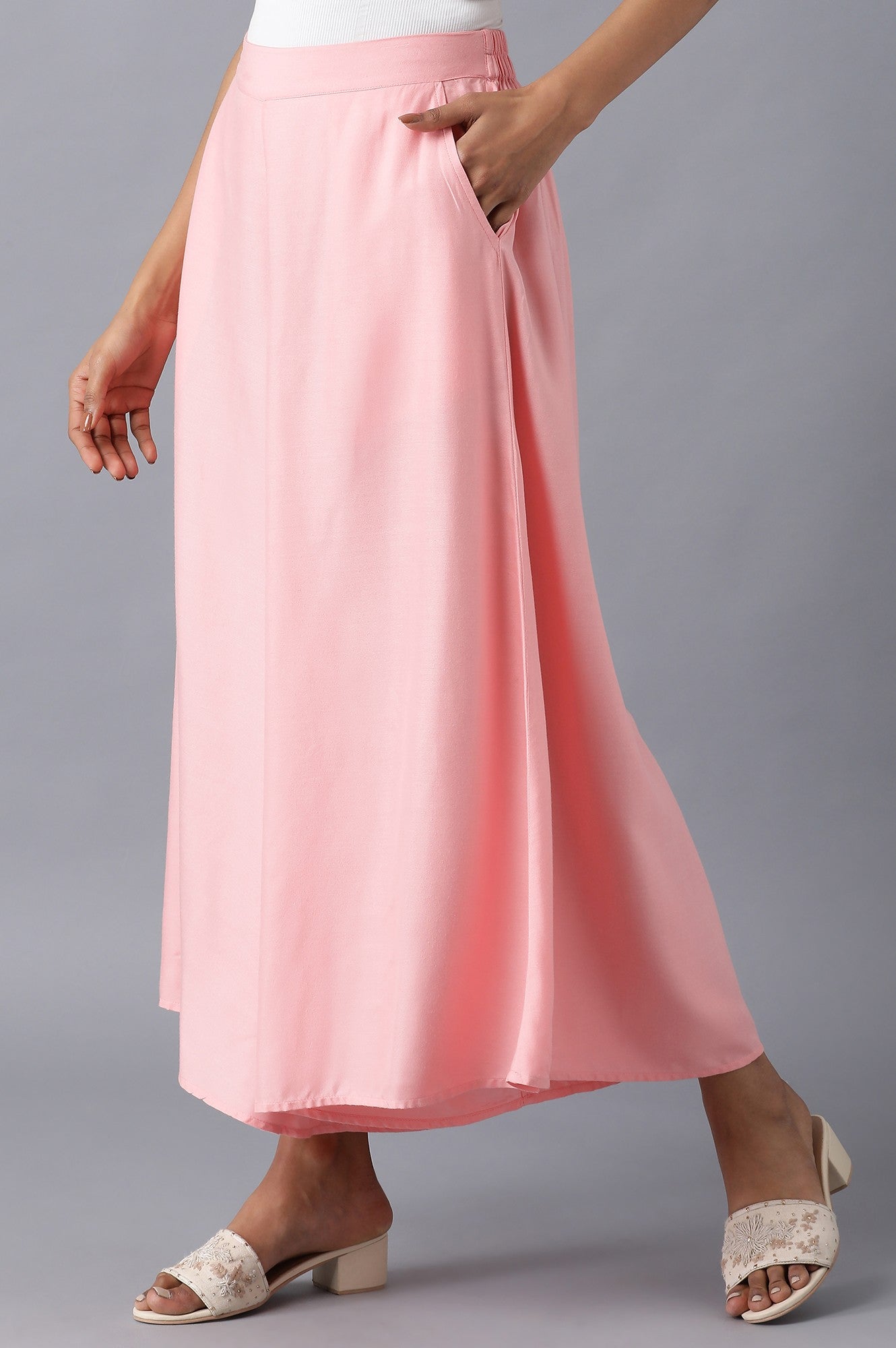 Pink solid culottes