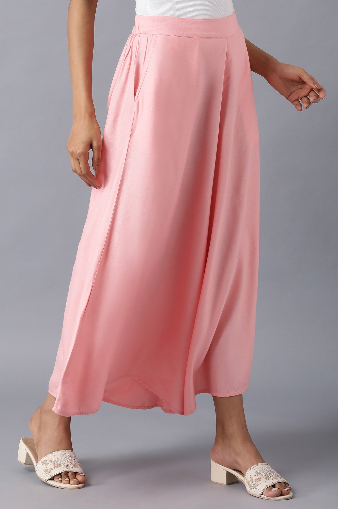 Pink solid culottes